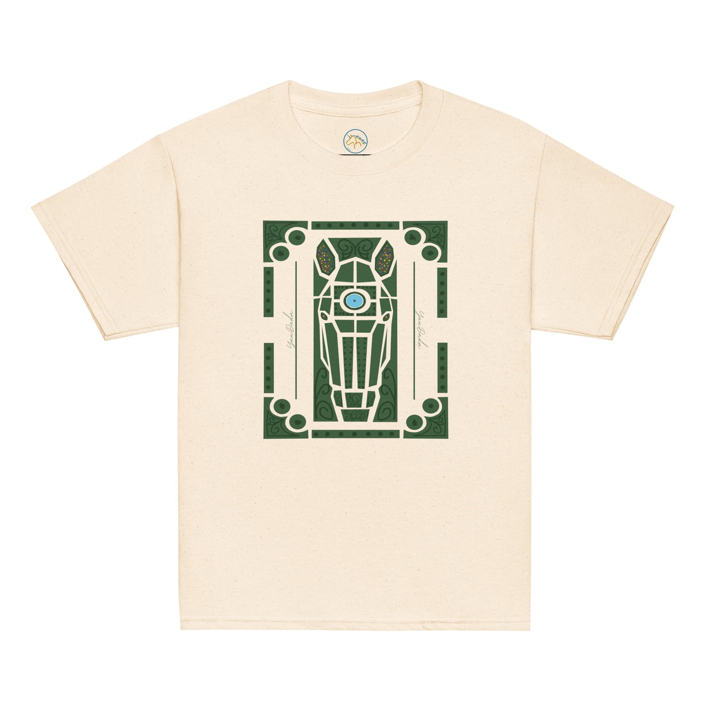 Tshirt beige avec motif tête de cheval dans les jardins à la française de Versailles