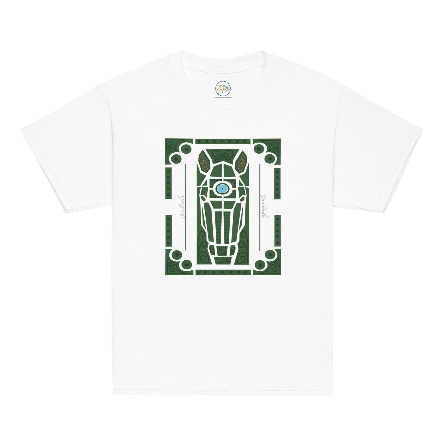 Tshirt blanc avec motif cheval dans les jardins à la française de Versailles