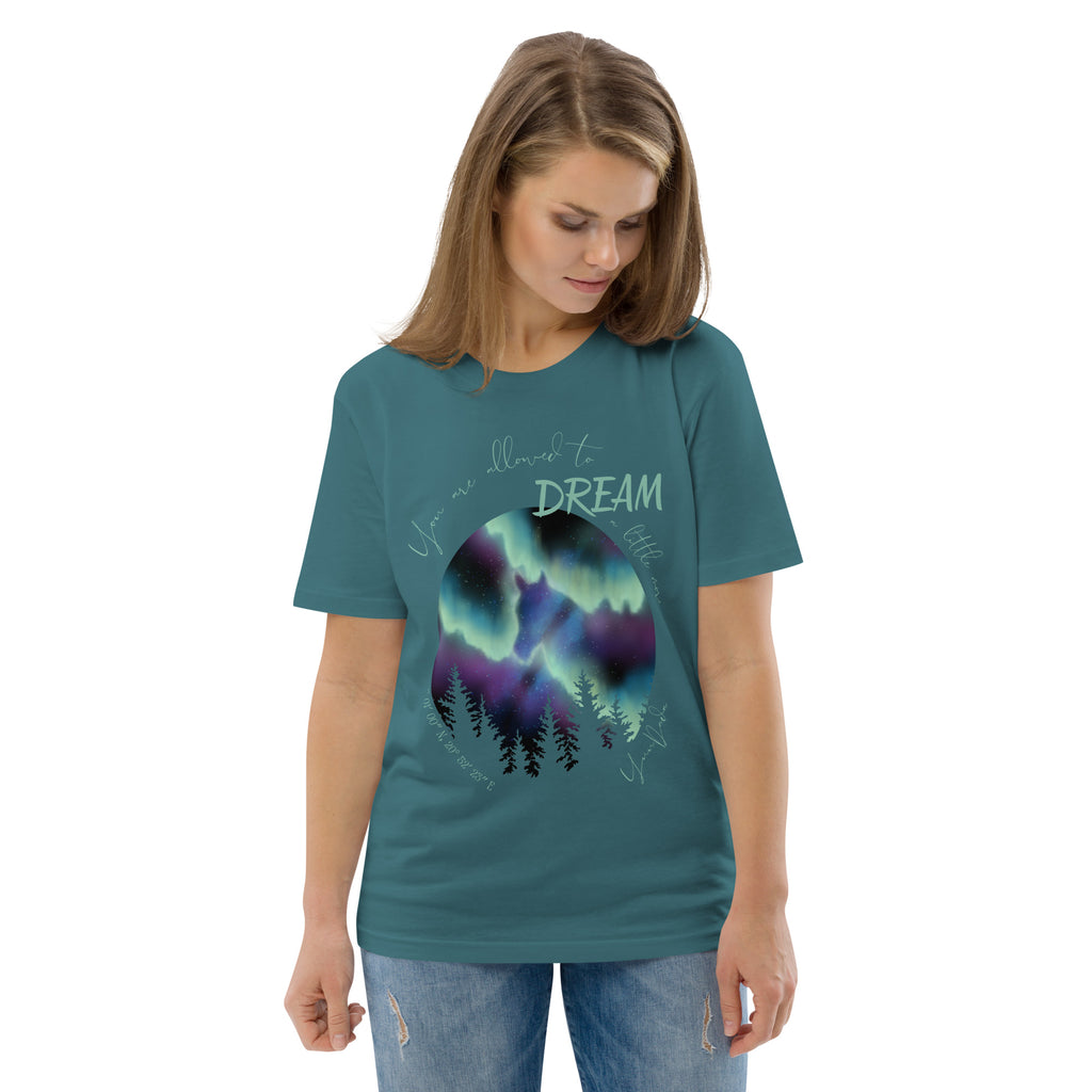 Tshirt cheval aurores boréales bleu porté par une cavalière