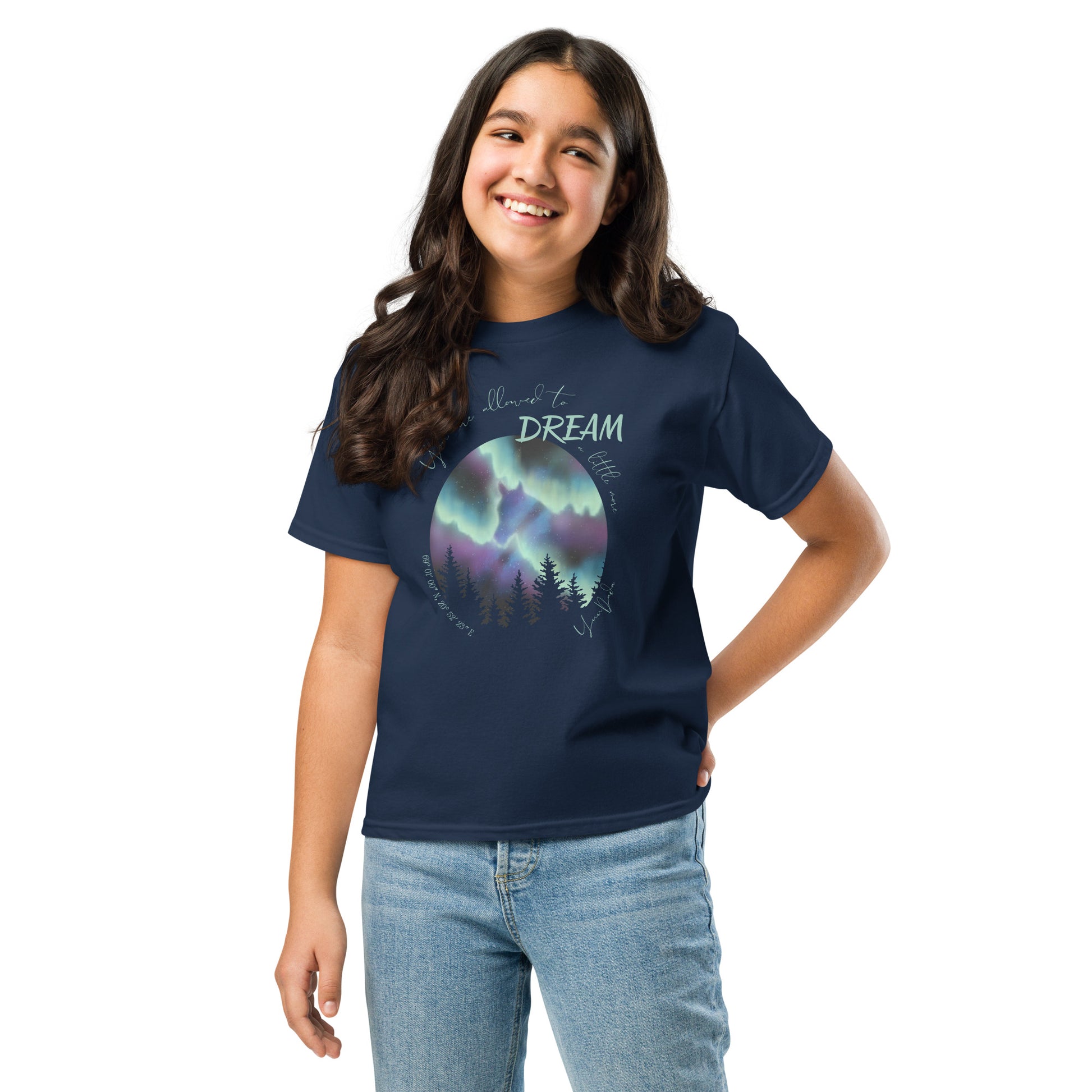 Tshirt cheval aurores boréales marine porté par une fille