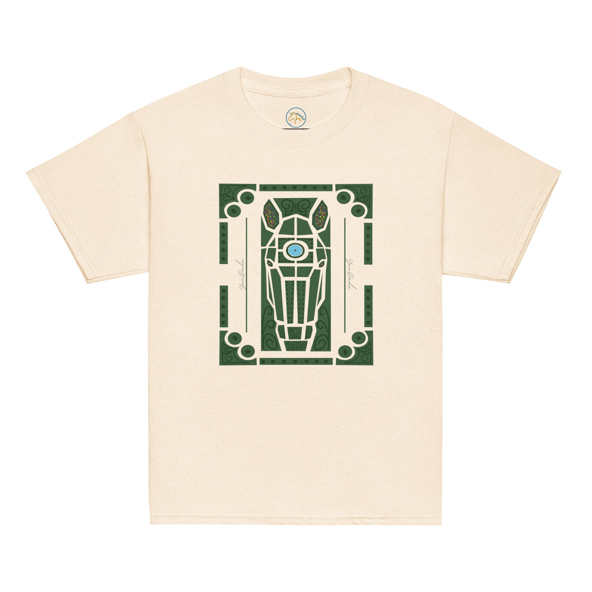 Tshirt beige avec motif tête de cheval dans les jardins à la française de Versailles