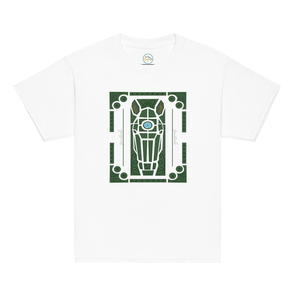 Tshirt blanc avec motif cheval dans les jardins à la française de Versailles