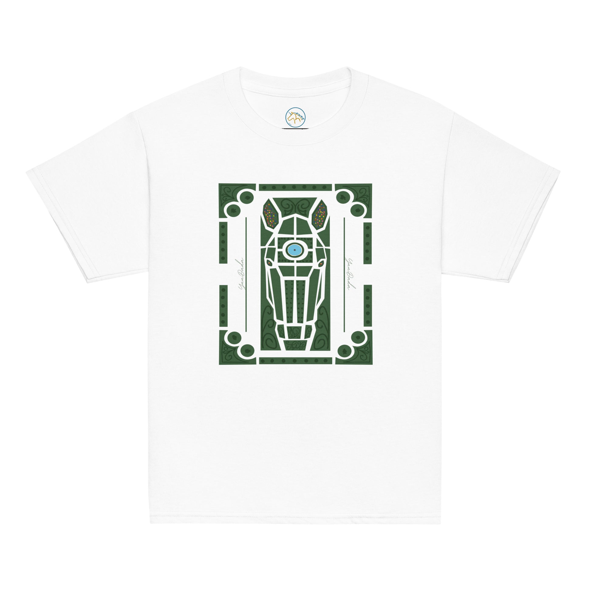 Tshirt blanc avec motif cheval dans les jardins à la française de Versailles