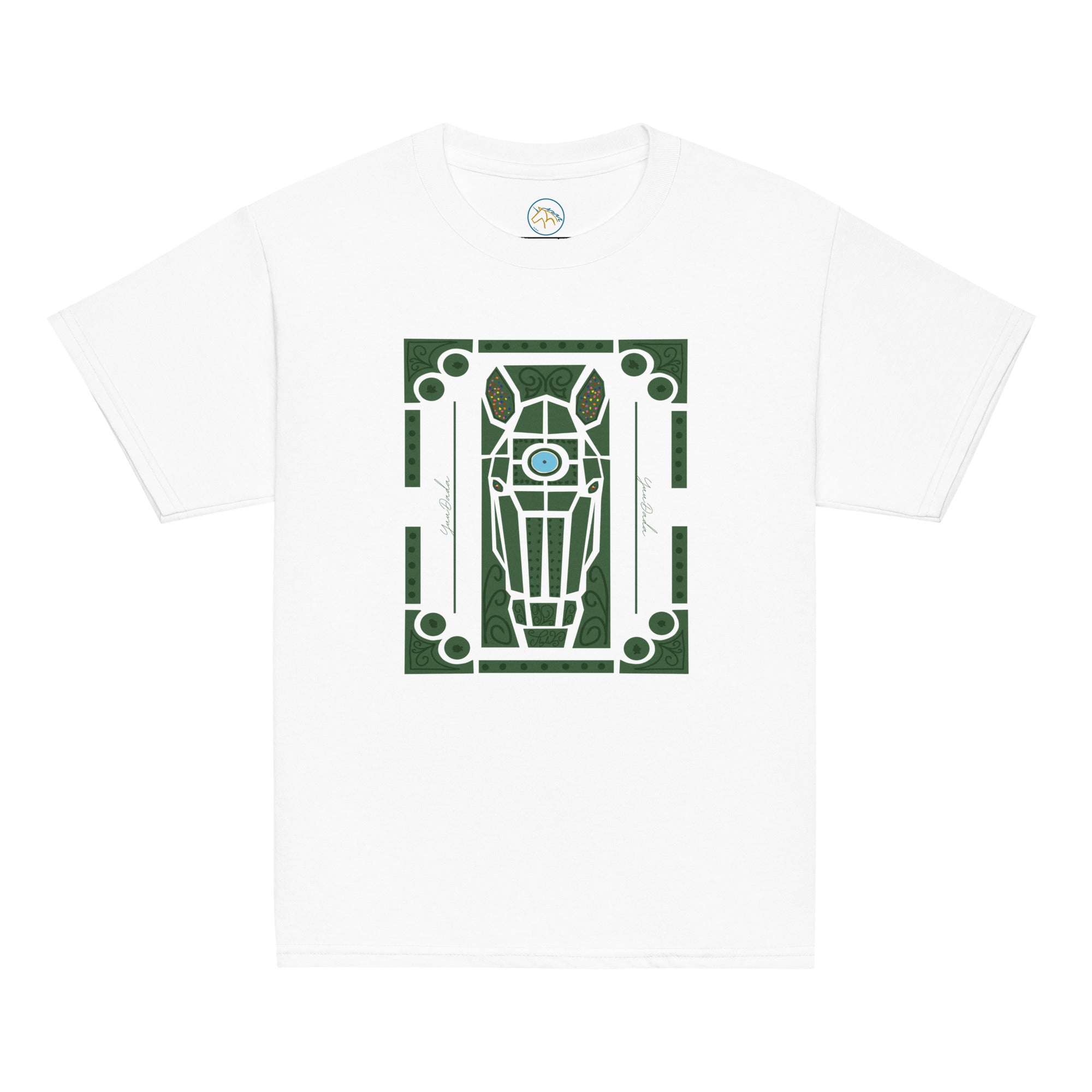 Tshirt blanc avec motif cheval dans les jardins à la française de Versailles