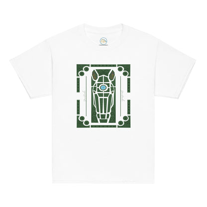 Tshirt blanc avec motif cheval dans les jardins à la française de Versailles